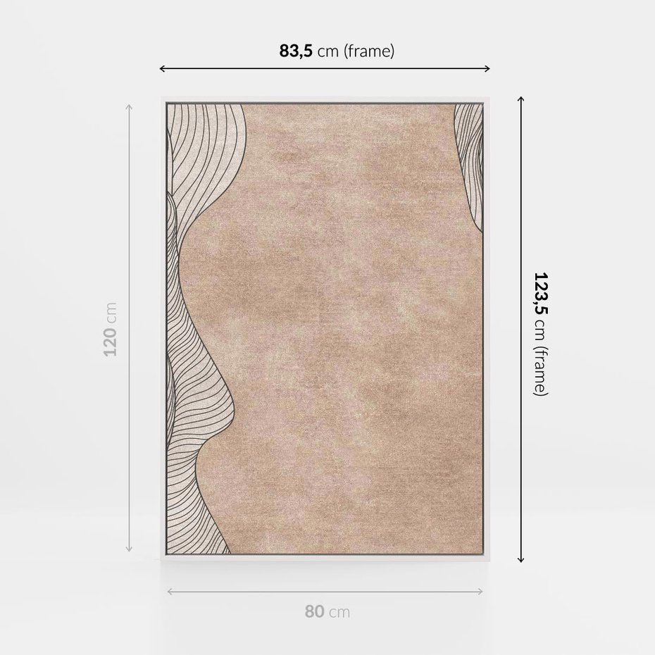 Obraz w ramie 80x120 - Symfonia uczuć i kształtów - delikatna kompozycja, falujące linie - rama biała