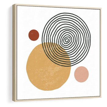 Obraz w ramie 50x50 - Wewnętrzne Formy - koła okręgi, abstrakcyjna nowoczesna sztuka - rama drewno