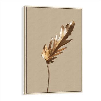 Obraz w ramie 70x100 - Piękno w Detalu - złoty, liść - rama drewno