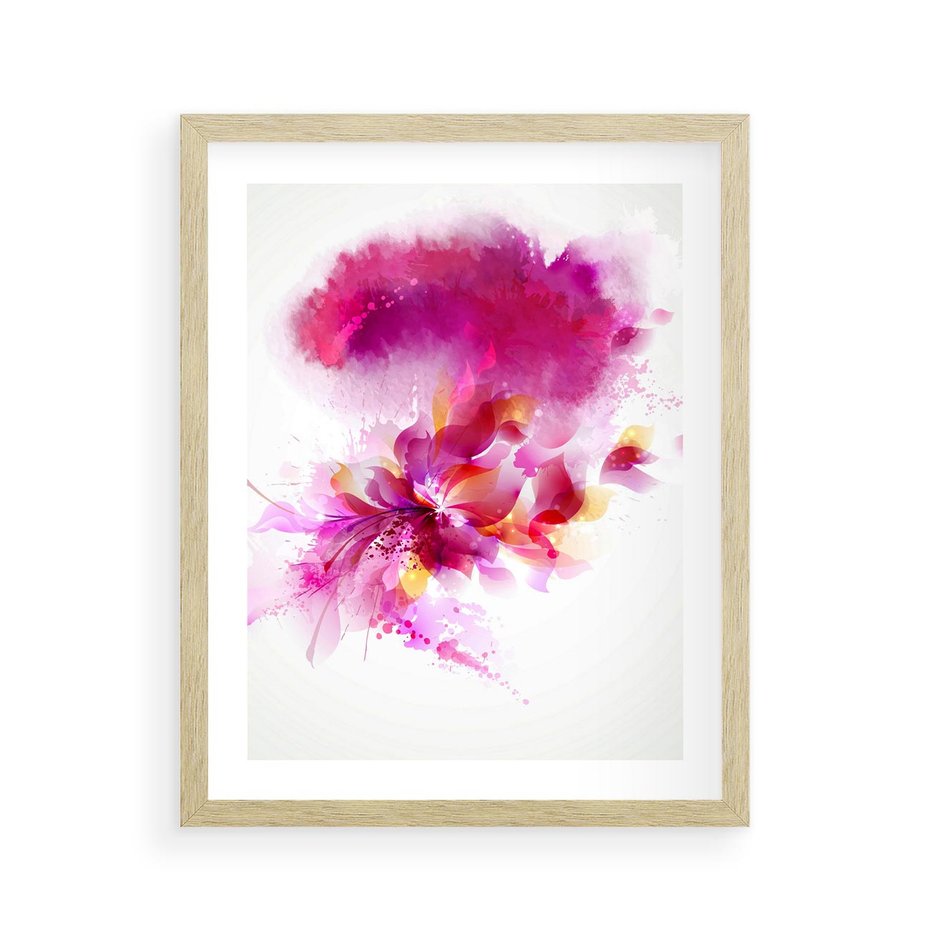 Plakat w ramie 40x50 - Kwiaty abstrakcji - abstrakcja, kwiaty - rama drewno
