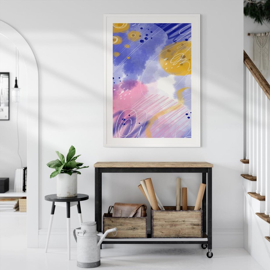 Plakat bez ramy 50x70 - Rozbijające Plamy - abstrakcyjny plakat, pastelowe kolory