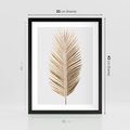 Plakat w ramie 30x40 - Złoty blask palmowego liścia - złota, palma - rama czarna