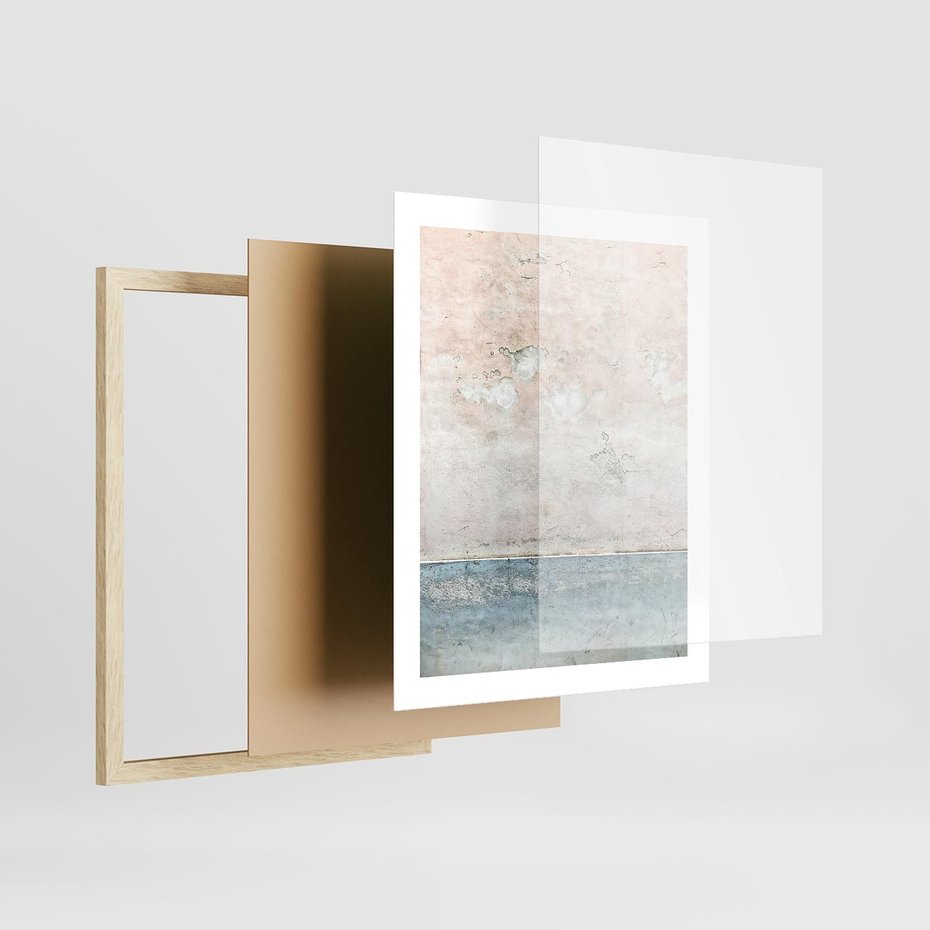 Plakat w ramie 40x50 - Obraz Starej Ściany z Delikatnymi Odcieniami - ściana, stara ściana - rama drewno