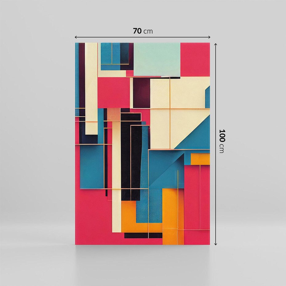 Obraz na płótnie 70x100 - Przejście przez labirynt myśli - kolorowa abstrakcja, instalacja z prostokątów i linni