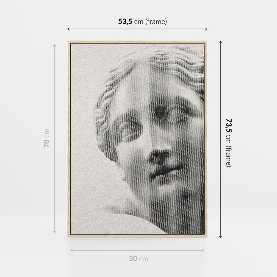 Obraz w ramie 50x70 - Szarość w Kamieniu - monochromatyczna marmurowa rzeźba, odcienie szarości - rama drewno
