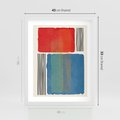 Plakat w ramie 40x50 - Kolorowe Spektrum - kolorowa geometria, prostokąty w intensywnych kształtach i czarne kreski - rama biała