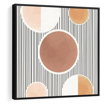 Obraz w ramie 50x50 - Rozplątane Granice - abstrakacyjna nowoczesna sztuka, koła okręgi - rama czarna