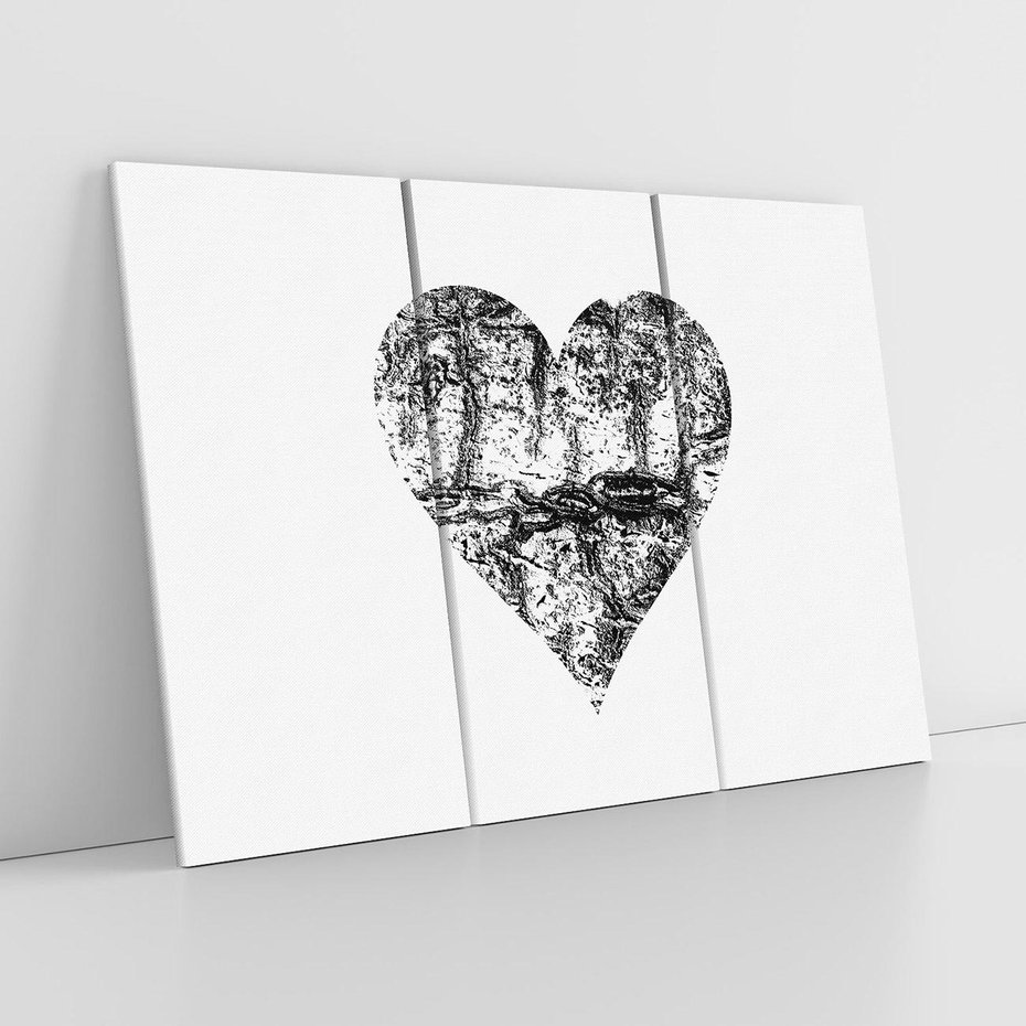 Obraz na płótnie 120x80 - Drzewo Serca - czarne serce, tekstura jak kora drzewa