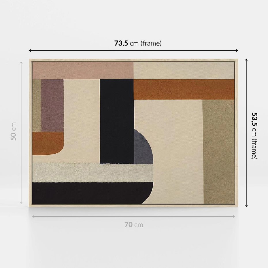 Obraz w ramie 70x50 - Nowoczesne Brązy - geometryszne pasy, nowoczesny styl - rama drewno
