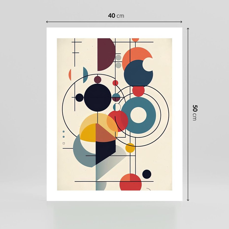 Plakat bez ramy 40x50 - Rozbijające Barwne Granice - abstrakcyjna geometryczna kompozycja, koła linie