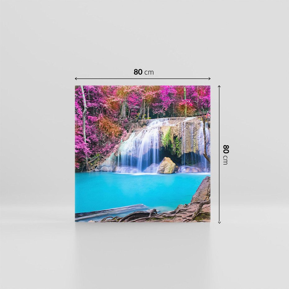 Obraz na płótnie 80x80 - Uroki wodospadu w lesie - Tajlandia, wodospad