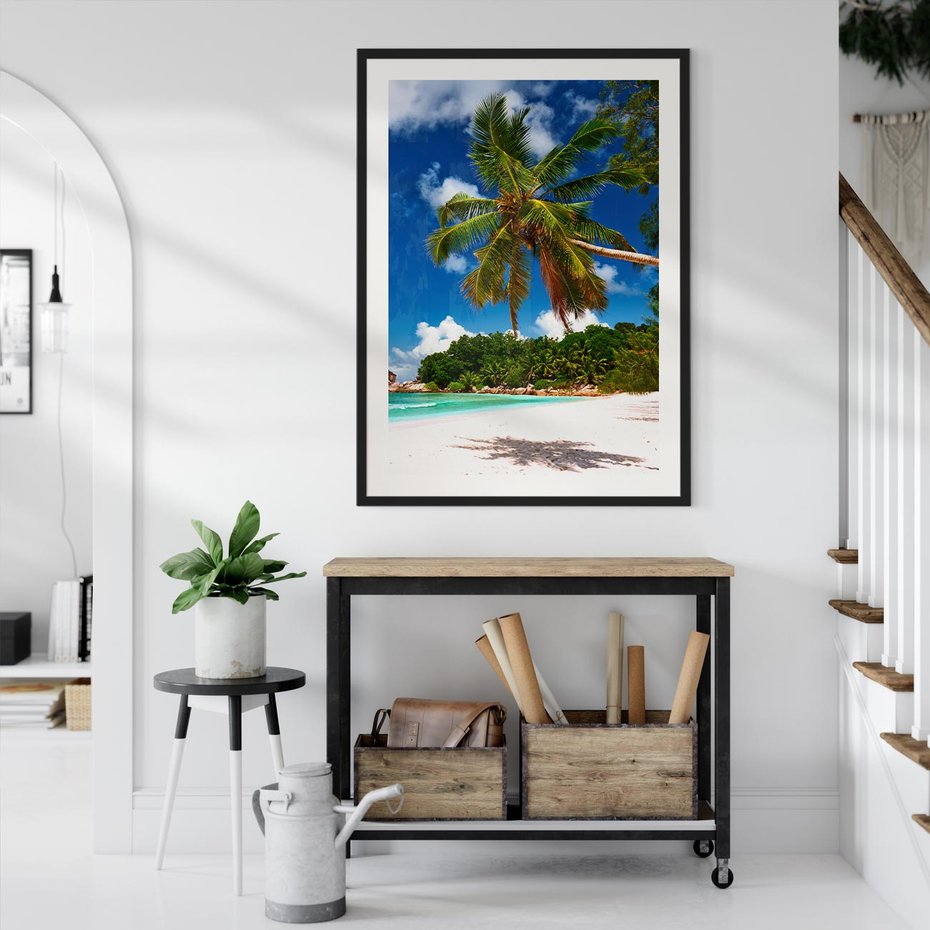 Plakat bez ramy 50x70 - Oaza palm na plaży - palma, plaża