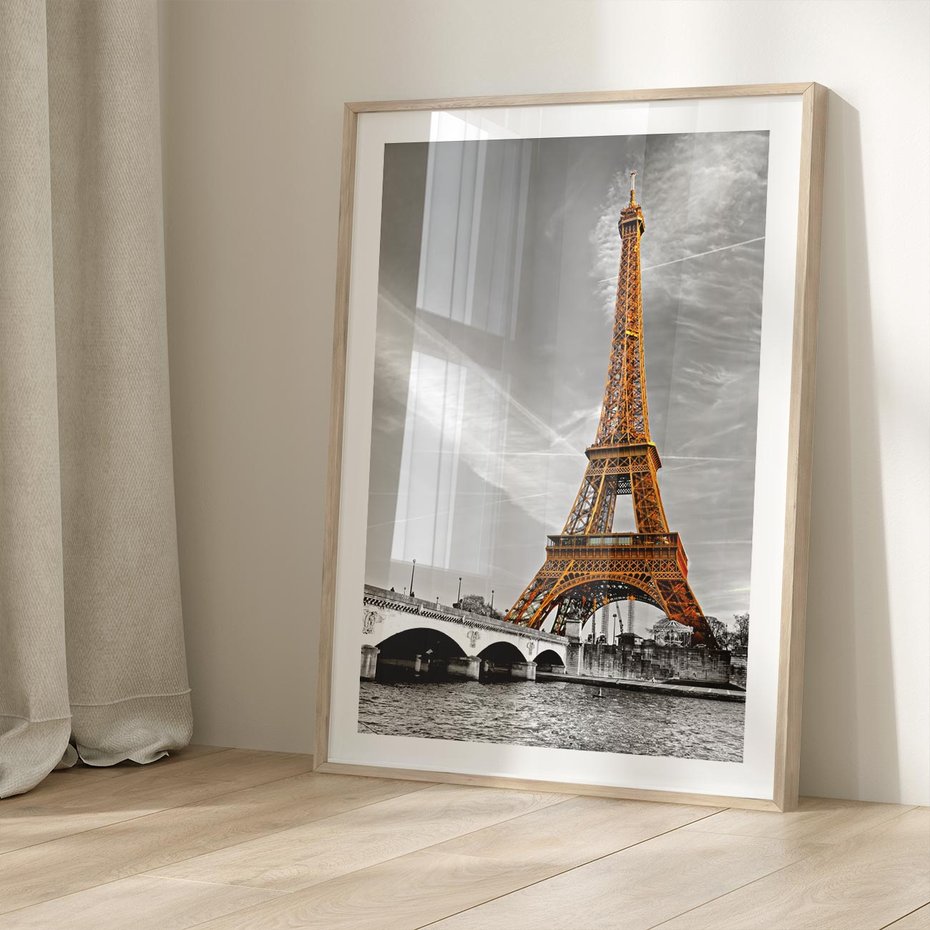 Plakat w ramie 40x50 - Echa Wieży Eiffla - wieża, Eiffla - rama drewno