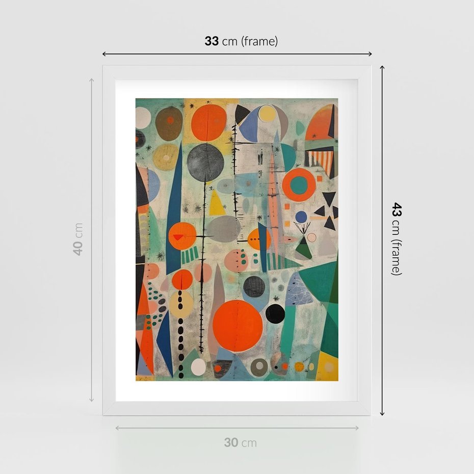 Plakat w ramie 30x40 - Wewnętrzne Zagadki Kształtów - abstrakcyjny obraz, sztuka abstrakcji - rama biała