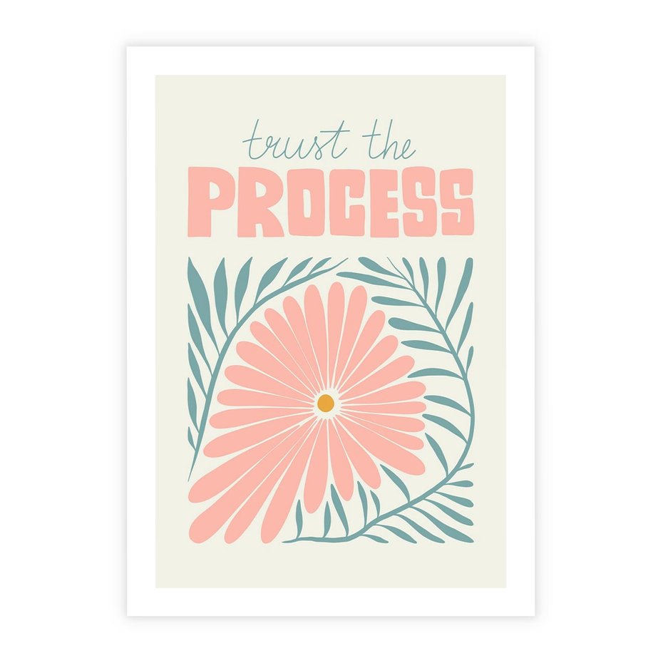 Plakat bez ramy 50x70 - Symfonia Światła - typografia, pastelowa stokrotka