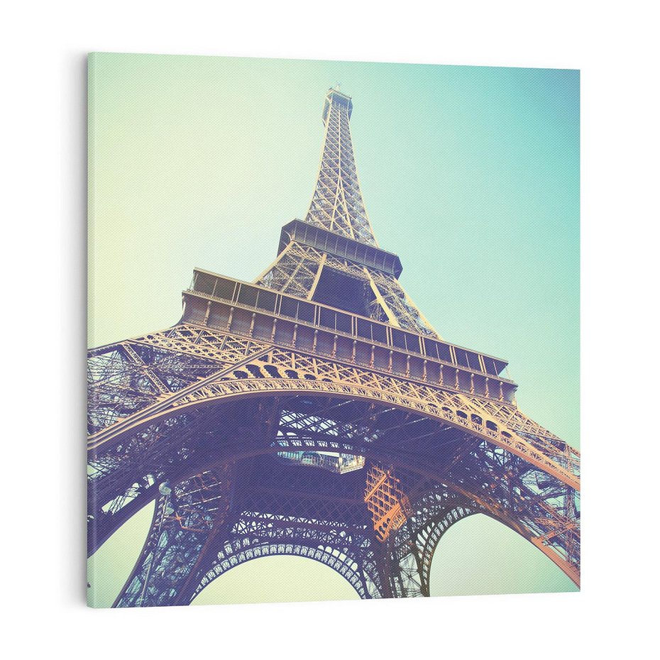 Obraz na płótnie 70x70 - Wieża Eiffla w czarno-białej odsłonie - Eiffla, Paryż