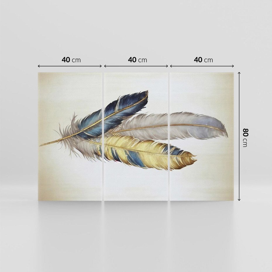 Obraz na płótnie 120x80 - Granatowo-Złote Pióra - sztuka, granatowe i złote pióra