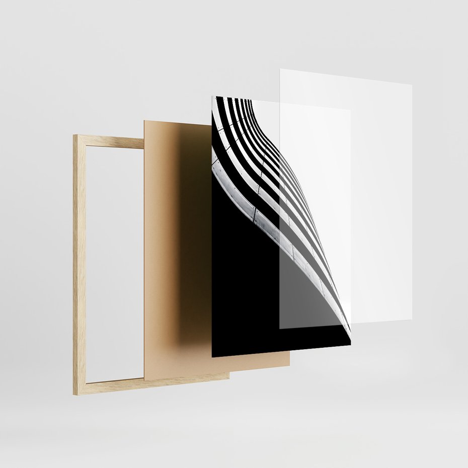 Zestaw obrazy w ramie 50x70 galeria - Architektura, czarno, biały, miasto - rama drewno