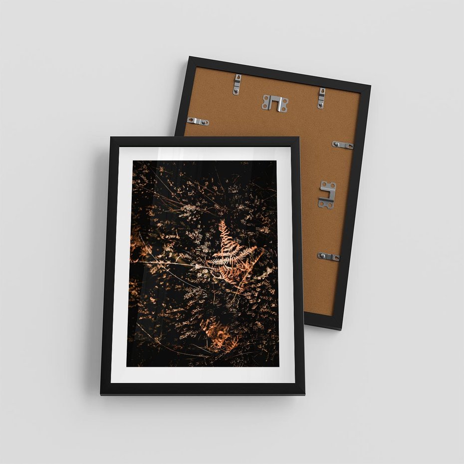Plakat w ramie 30x40 - Jesienna Melodia - suche trawy, paprocie - rama czarna