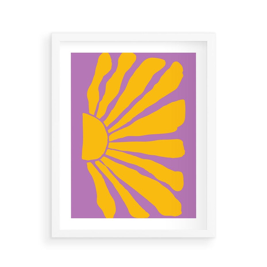 Plakat w ramie 40x50 - Podróżne Kontury - abstrakcyjny plakat, intensywne różowe tło - rama biała