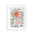 Plakat w ramie 30x40 - Rozkwitające Kontury - plakat, kwiaty - rama biała
