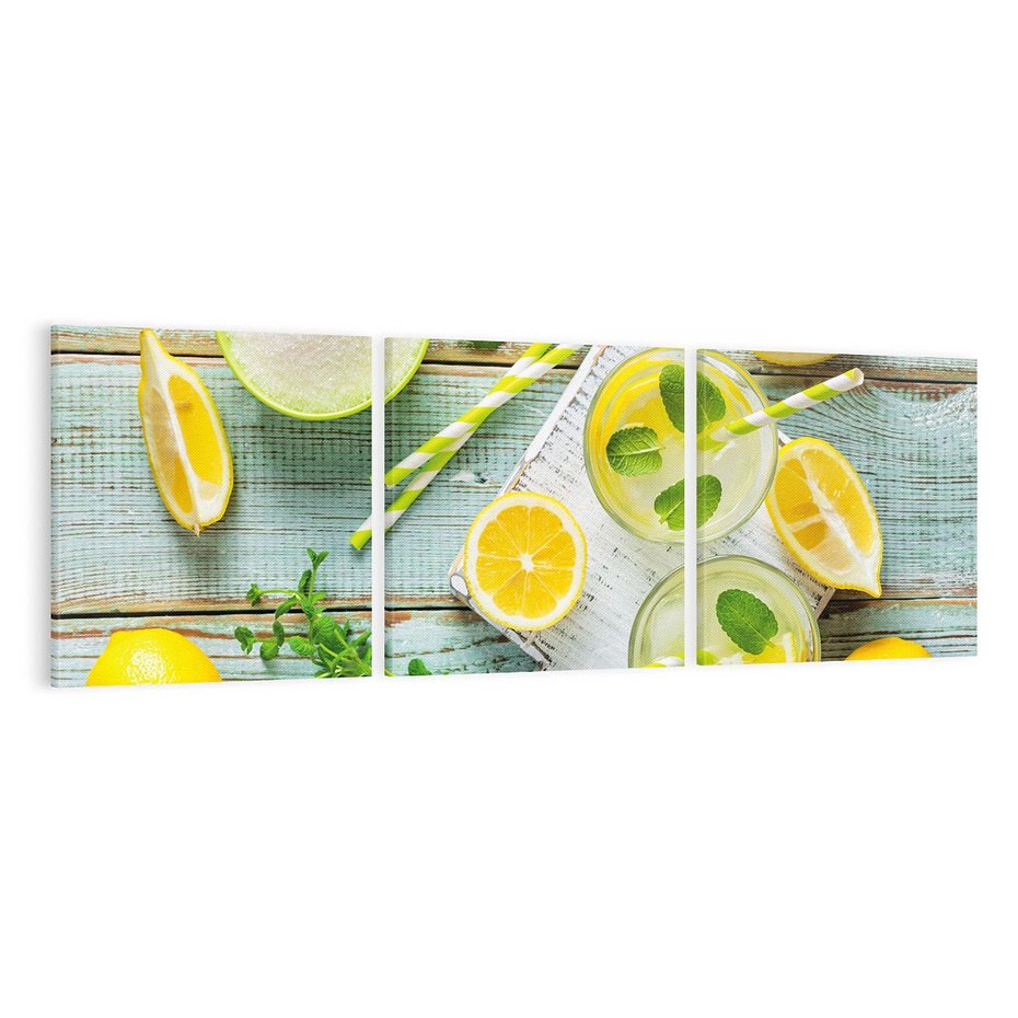 Obraz na płótnie 120x40 - Cytrynowe Orzeźwienie - cytryny, lemoniada