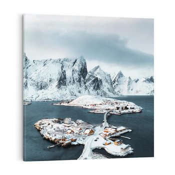 Obraz na płótnie 40x40 - Ciepło i Urok Północy - skandynawskie, domki