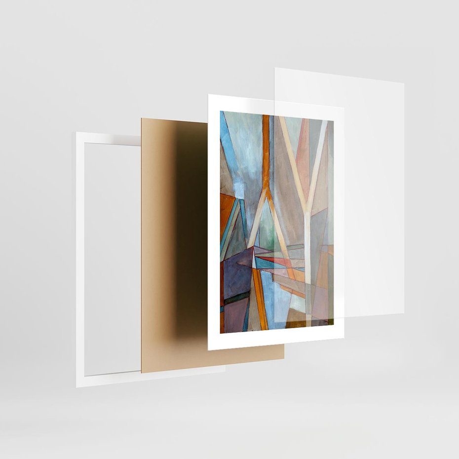 Plakat w ramie 30x40 - Geometria abstrakcji - abstrakcja, geometria - rama biała