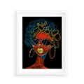 Plakat w ramie 40x50 - Kolorowe Wibracje Rzeczywistości - abstrakcyjny portret kobiety, twarz - rama biała