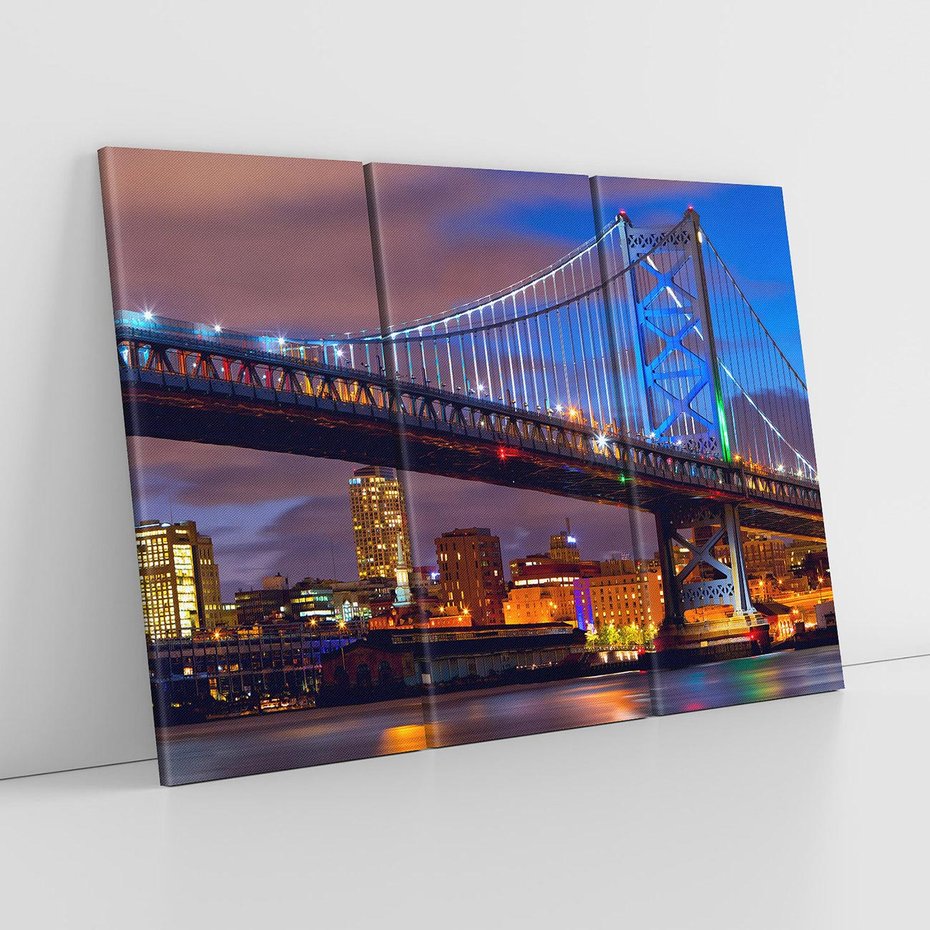 Obraz na płótnie 120x80 - Filadelfia: most nad zachodem słońca - Filadlefia, USA