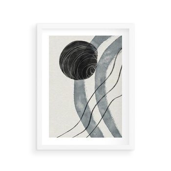 Plakat w ramie 30x40 - Abstrakcyjne Kształty w Szarościach - abstrakcja, akwarelowe plamy - rama biała