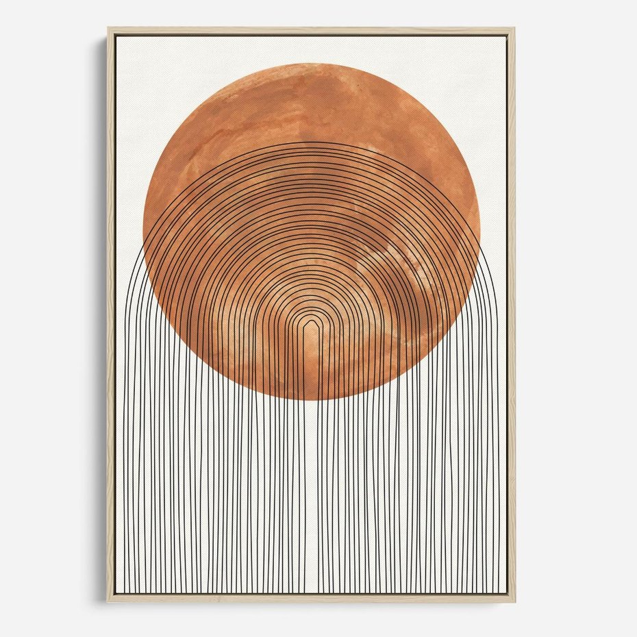 Obraz w ramie 50x70 - Konturem Kształtowane - koło, boho styl - rama drewno