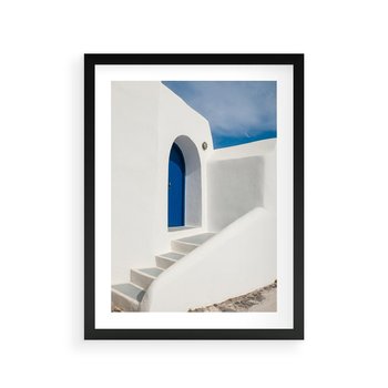 Plakat w ramie 30x40 - Powitanie Wyspy - Santorini, drzwi - rama czarna