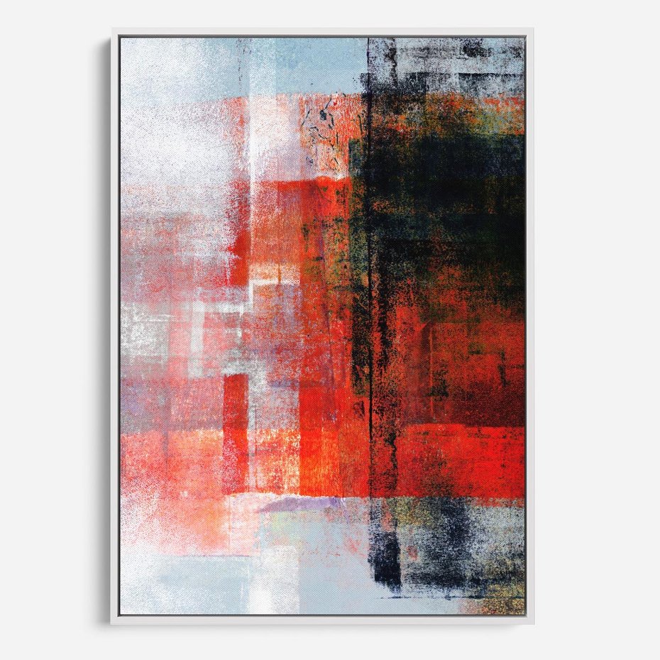 Obraz w ramie 50x70 - Burza Emocji - wyrazista abstrakcyjna sztuka, dramatyzm - rama biała