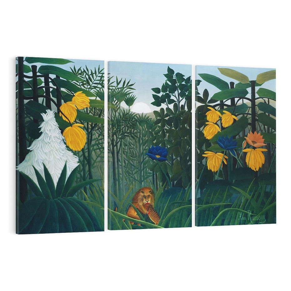 Obraz na płótnie 120x80 - "Uczta Lwa" (1907) Henri Rousseau - Reprodukcja - reprodukcja, obraz na płótnie