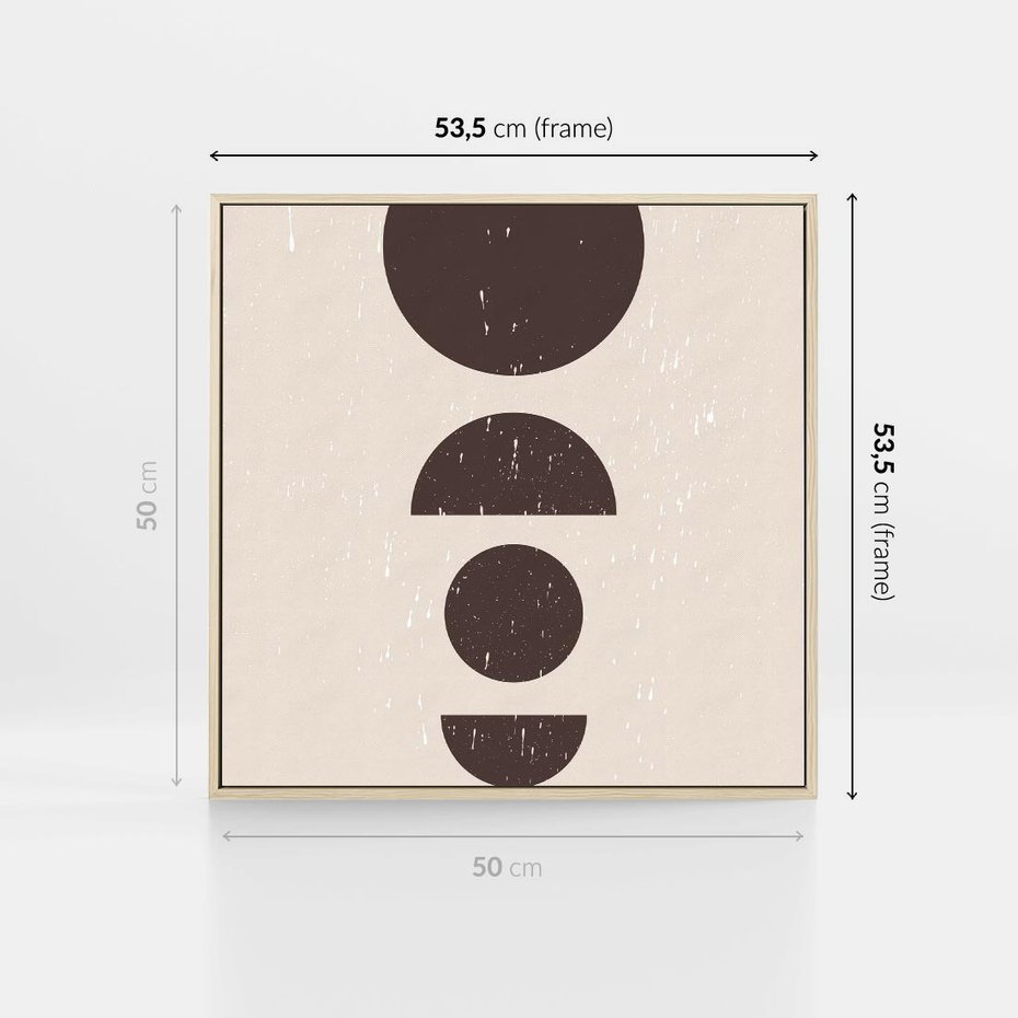 Obraz w ramie 50x50 - Migocące Granice - mid century styl, nowoczesna grafika - rama drewno