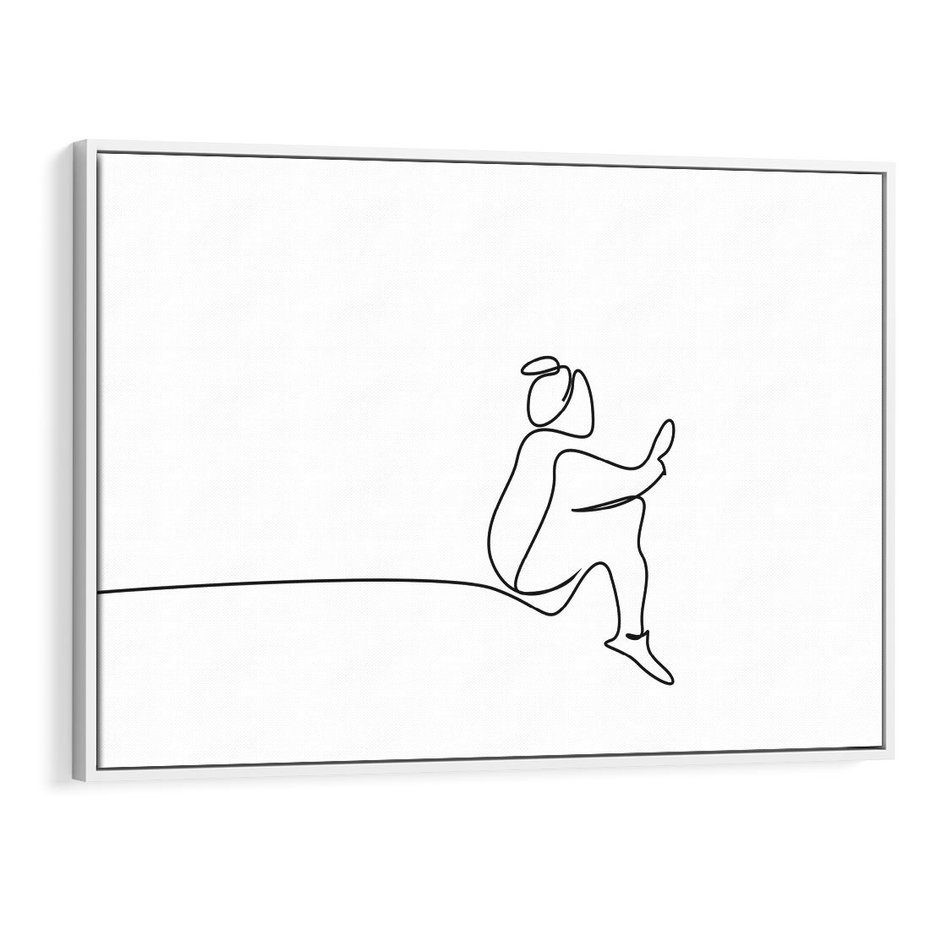 Obraz w ramie 100x70 - Linie Wewnętrznej Refleksji - line art, szkic - rama biała