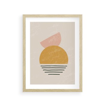 Plakat w ramie 40x50 - Krótka Forma - abstrakcyjna sztuka, boho kształty - rama drewno
