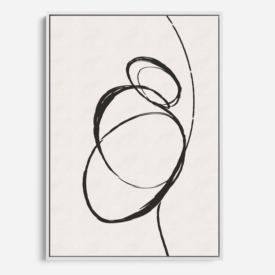 Obraz w ramie 70x100 - Modernistyczne Refleksje - abstrakcyjne szkicowane linie, minimalizm - rama biała