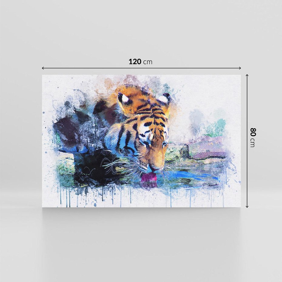 Obraz na płótnie 120x80 - Tygrys w abstrakcyjnym tańcu - tygrys, sztuka