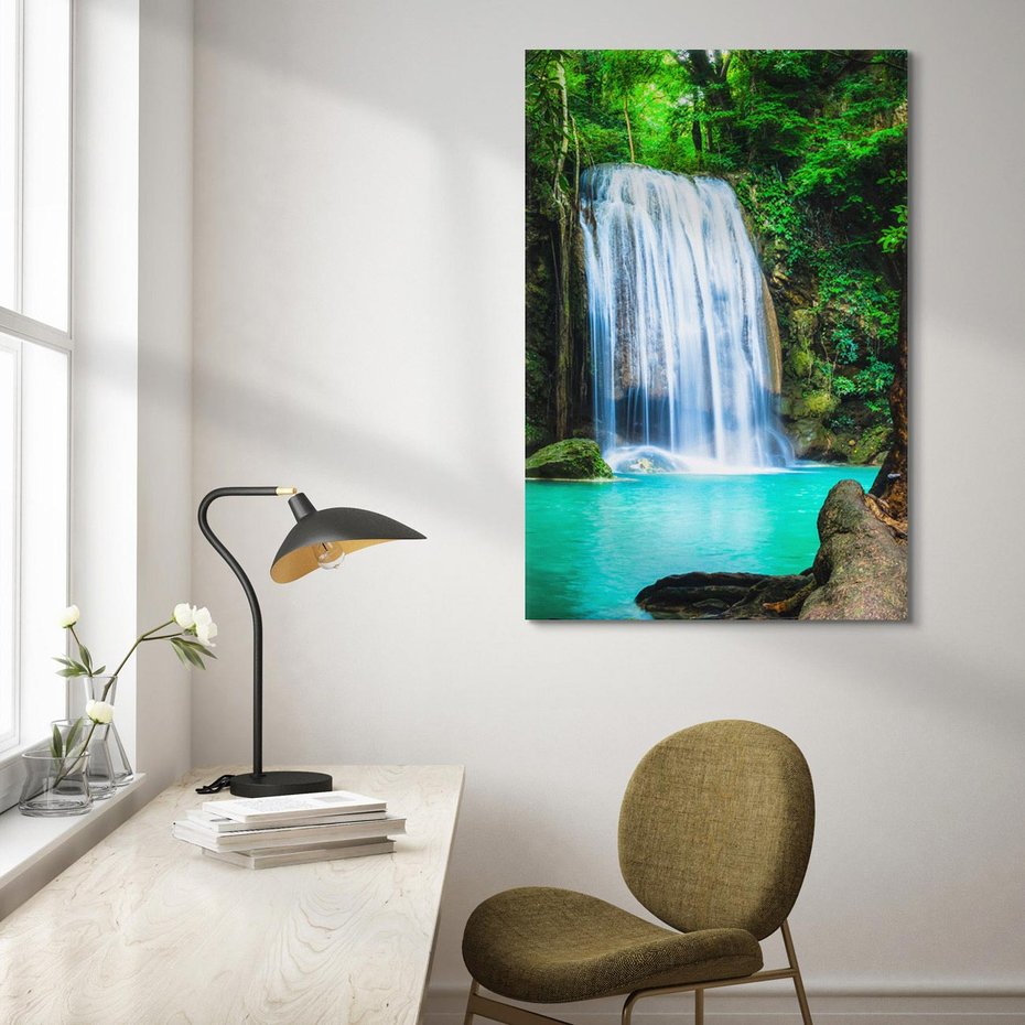 Obraz na płótnie 70x100 - : Moc Natury - wodospad, rzeka