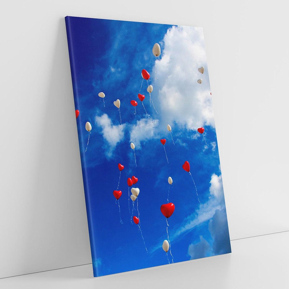 Obraz na płótnie 80x120 - Balony - Serca na niebie - balony, serca