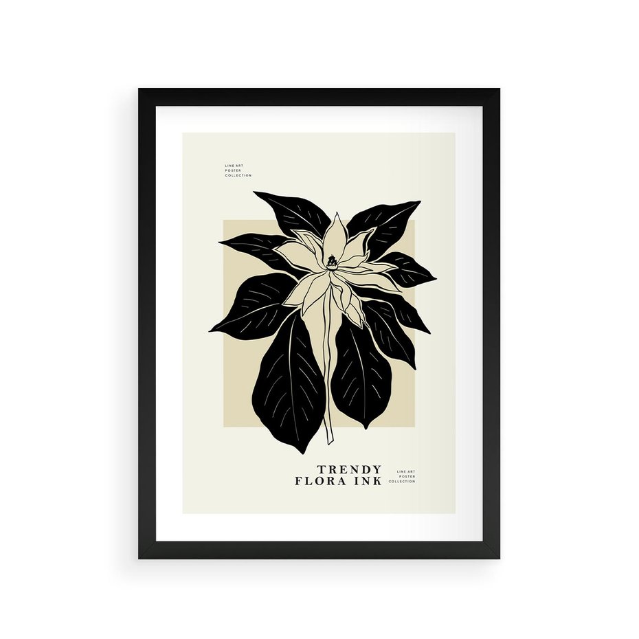 Plakat w ramie 30x40 - Melancholia przerywanych linii - wiaty, typografia - rama czarna