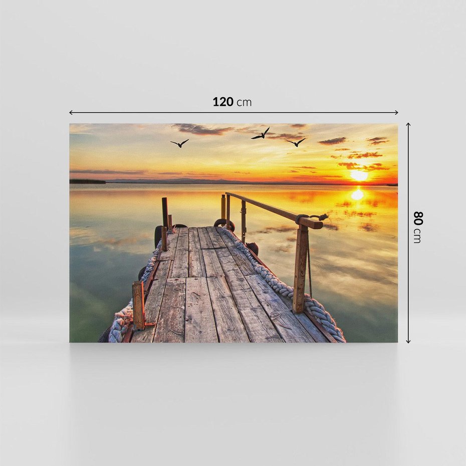 Obraz na płótnie 120x80 - Spokojny pomost nad jeziorem - pomost, jezioro