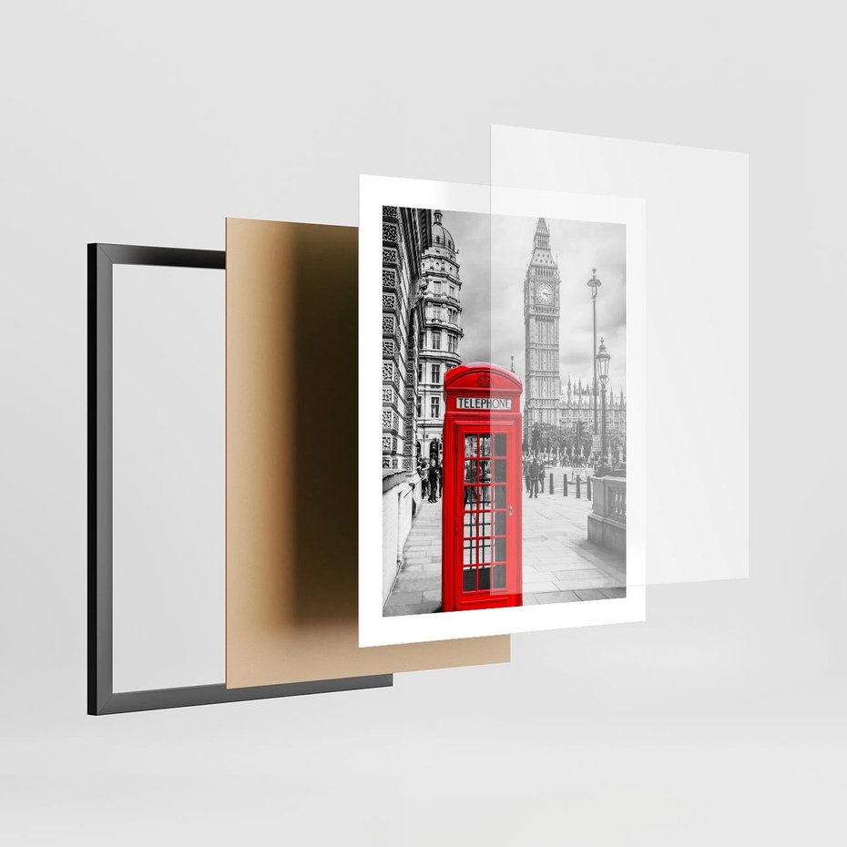 Plakat w ramie 40x50 - Ikoniczna budka w Londynie - Londyn, budka - rama czarna