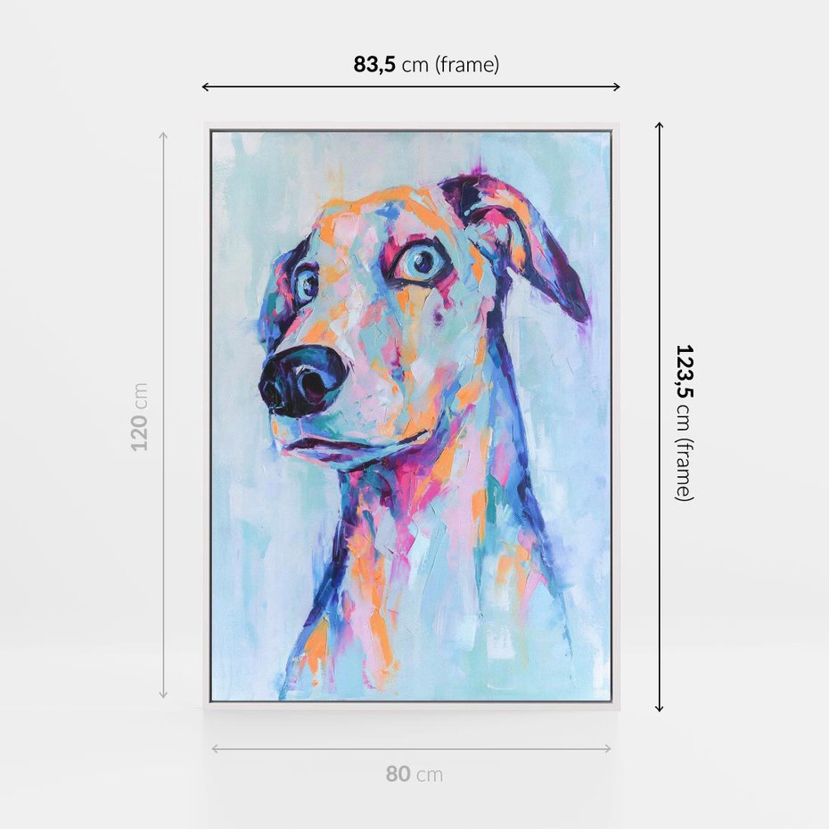 Obraz w ramie 80x120 - Cześć! Jak się Masz? - obraz olejny, zabawna sztuka - rama biała