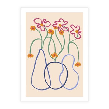 Plakat bez ramy 21x30 - Migocące Pastelowe Impresje - minimalistyczny abstrakcyjny obraz, prymitywne kwiatki