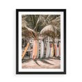 Plakat w ramie 50x70 - Surfingowy Raj - deski surfingowe, na plaży - rama czarna