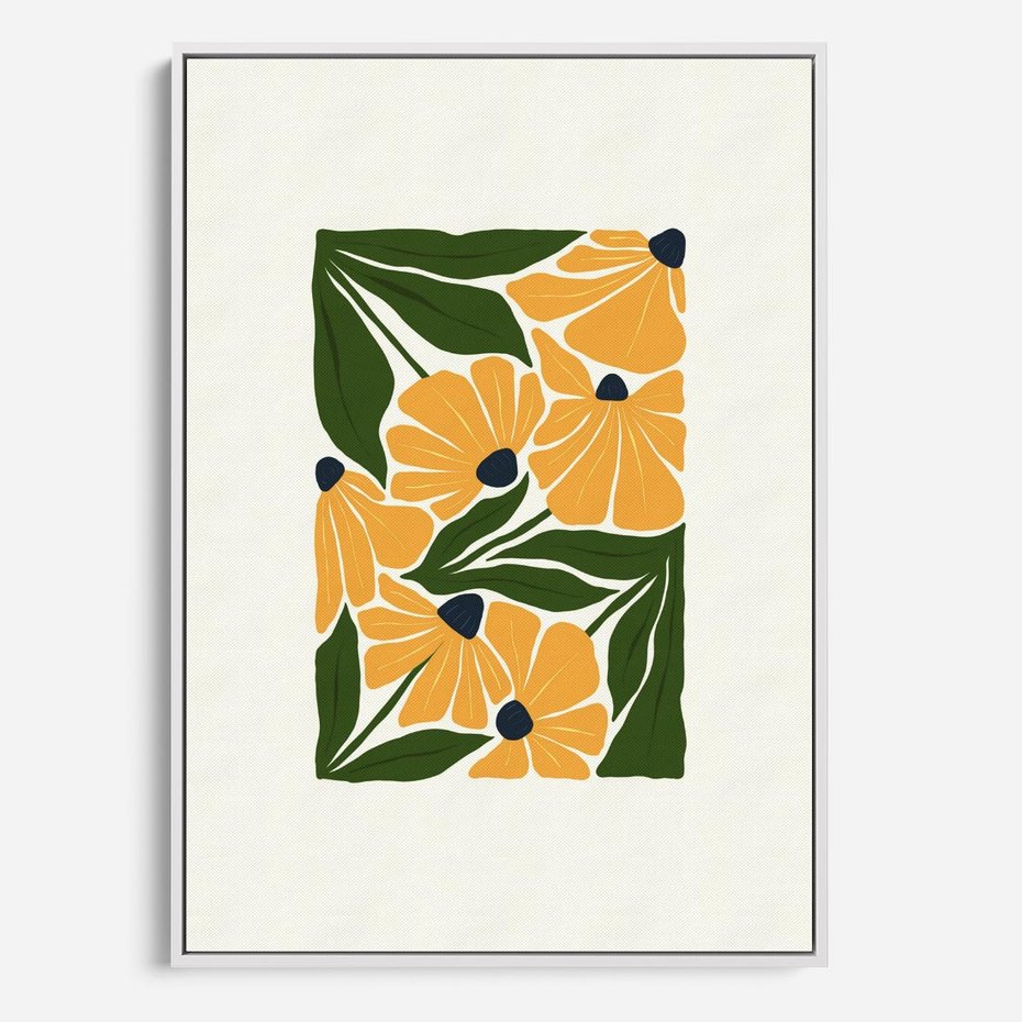 Obraz w ramie 50x70 - Świetliste Kwiaty Natury - kwiaty, nowoczesna grafika - rama biała