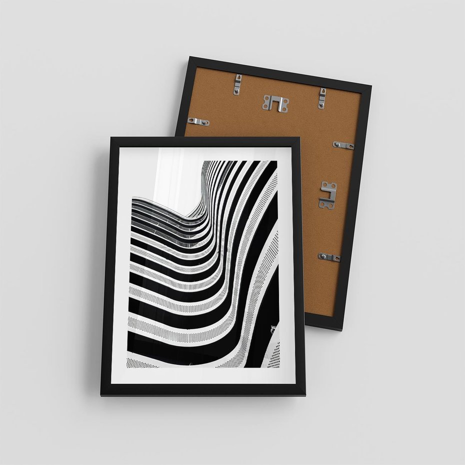 Plakat w ramie 30x40 - Nowoczesność w Monochromii - nowoczesna architektura, czarno białe zdjęcie - rama czarna